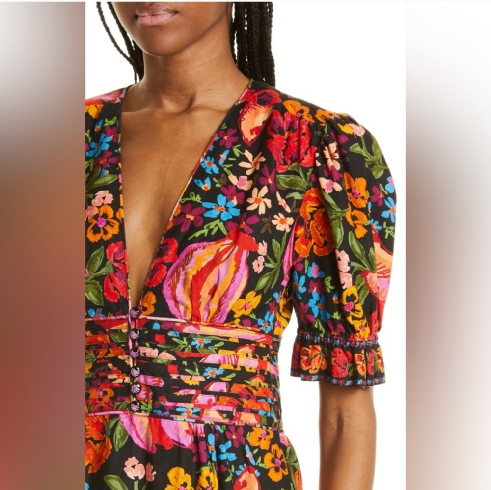 FARM Rio Vibrant Floral Puff Sleeve Dress - Picture 2 of 14